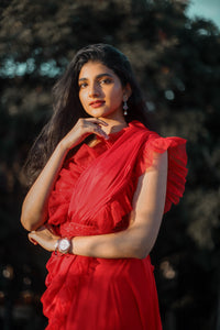 Ruby Red Ruffle Cape