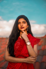 Load image into Gallery viewer, Esha Rao in Ruby Red Drape Set