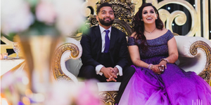 Bindi Patel in Lilac Ombre Embellished Gown