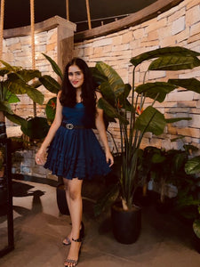 Julieya Prasadini in Mini Beamy Blue Dress